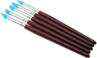 HAJXZH Set of Silicone Shapers Tools 5PCS Rubber Tip Silicon Brushes Silicone Brush Pottery Tool Used for Painting Smearing Clay Modeling Carving Pottery Mud Remove Fingerprints