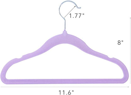 Kids Velvet Clothes Hangers, Non Slip Baby Hangers Purple(11.6" Inch - 40 Pack)
