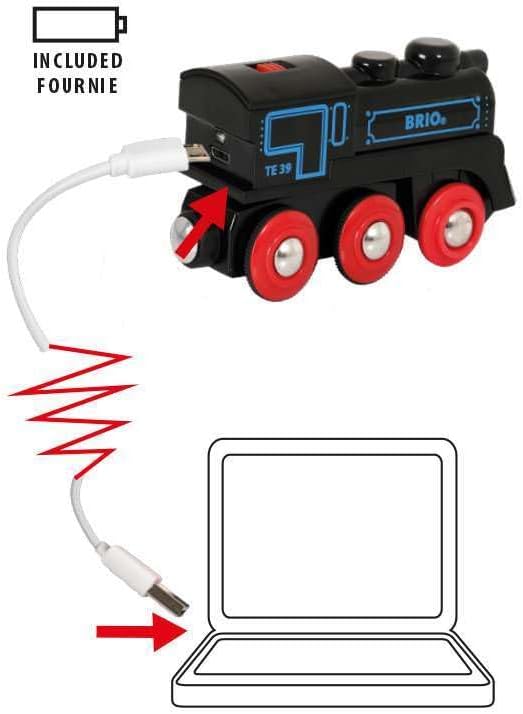 BRIO World - 33599 Rechargeable Engine | Battery-Powered Toy Train for Kids Aged 3+