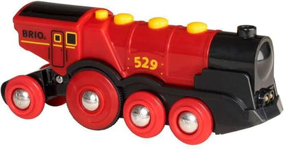 BRIO World 33592 Mighty Red Action Locomotive - Battery Operated Toy Train with Light, Sound Effects | Ideal for Kids Age 3 Compatible with All Tracks and Vehicles