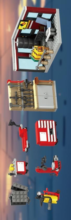 HOGOKIDS City Car Garage Building Set, 1022 PCS 3 IN 1 Auto Repair Shop, Gas Station, Car Wash Building Block with 2 Custom Cars Pretend Play Mechanic Toy Birthday Gift for 8-14+ Boys Teens Girls Kids