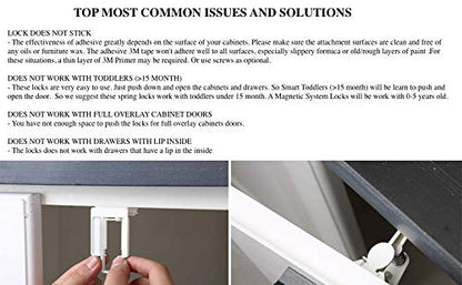 Vmaisi 12 Pack Cabinet Locks Child Safety Latches - Baby Proofing Cabinets Drawer Lock with Adhesive Easy Installation - No Drilling or Extra Screws (White)