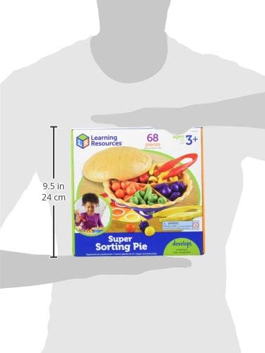Learning Resources Super Sorting Pie - 68 Pieces, Ages 3+ Toddler Fine Motor Toy, Preschool Learning Games, Develops Counting and Color Recognition, Pretend Play Food, Kids Tweezers