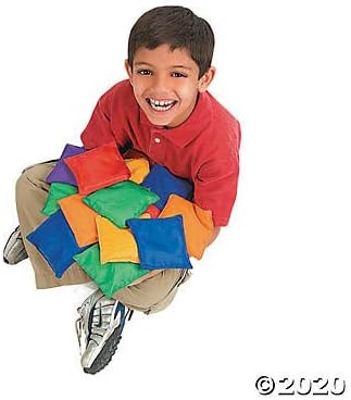 Fun Express Bean Bags for Kids (Bulk Set of 12 in Assorted Colors) Great for Classroom, Home and Play for Kids