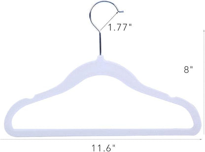 Kids Velvet Clothes Hangers, Non Slip Baby Hangers White (11.6" Inch - 40 Pack)