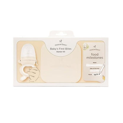 Baby’s First Bites Starter Kit – Ice Cube Tray, Forage Feeder, Freezer Mold & Pacifier Feeder – Milestone Magnet for Food Tracking & Feeding Tips – Baby Food Prep Essentials - Ecru