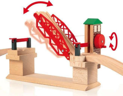 BRIO 33757 Lifting Bridge - Engaging Toy Train Accessory | Includes Wooden Track | Ideal for Kids Age 3 and Up | FSC Certified Wood - Red