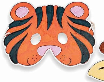 Fun Express Color Your Own Zoo Animal Masks - 12 Make Animal Faces Arts & Crafts Jungle Safari Party Zoo Animal Birthday Party - Kids Crafts Activities DIY Party favors - Dress Kids Home Activities