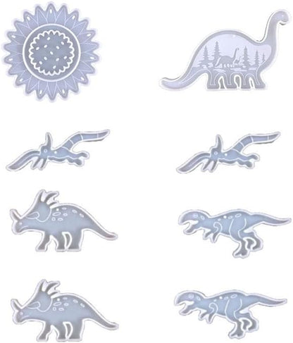 DIY Dinosaur Wind Chime Resin Mold Set, 33-Piece Kit with T-Rex and Triceratops Designs, Dinosaur Wind Chime Making Tools, Bedroom and Living Room Decorations, epoxy Resin Silicone molds