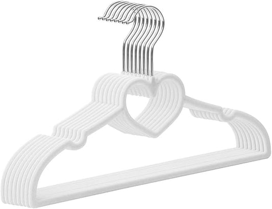 Kids Velvet Hangers 50 Pack, 12.8 Inch Non Slip Toddler Hangers, Ultra Slim Space Saving Childrens Hanger - 360° Swivel Hook, Cascade Design, Durable & Cute Baby Hangers (White