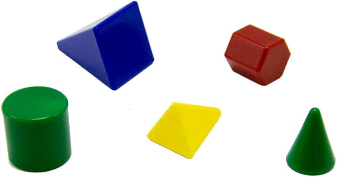 Mini Plastic GeoSolids Relational Shapes, Set of 32 Blocks
