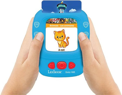 LEXiBOOK, Paw Patrol, Bilingual Interactive Card Reader, Audio Toy to Learn English and Spanish, 150 Double-Sided Educational Cards, Educational Quiz & flashcard Machine, Blue/red, JCR10PAi2