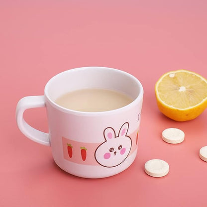 Bamboo Kids Dinnerware Set 5 Pcs Includes Plate Bowl Cup Fork Spoon Perfect for Kids BPA-Free (Rabbit)