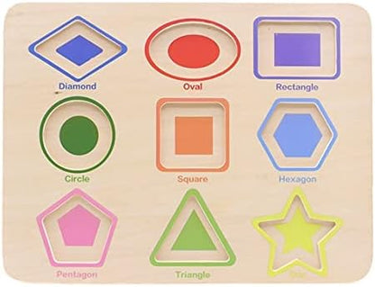Aile Toddler Wooden Preschool Learning Shape Peg Puzzle Board Toys