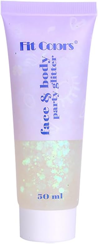 White Face Body Hair Glitter Gel for Women and Kids, Monochrome Holographic Mermaid Sequins Chunky Glitter Paint Makeup for Mardi Gras Halloween Festival Rave Outfits Accessories, 1.7oz, #06