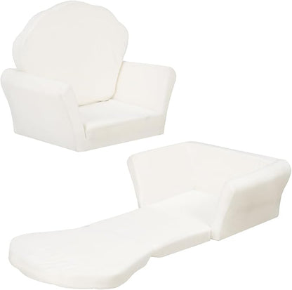 COSYLAND Kids Sofa for Toddler, 2-in-1 Folding and Expandable Soft Chair Bed Toddlers,Convertible Sofa to Lounger Sleeper Chair Bed for Girls and Boys,Wool White