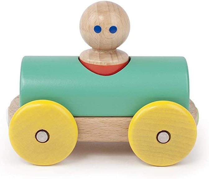 3 Piece Tegu Magnetic Racer Building Block Set, Teal Big Top