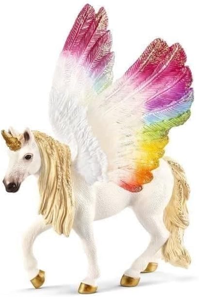 Schleich bayala, Unicorn Toys for Girls and Boys, Winged Rainbow Unicorn with Glitter Wings, Ages 5+, Multicolor, 7 inch