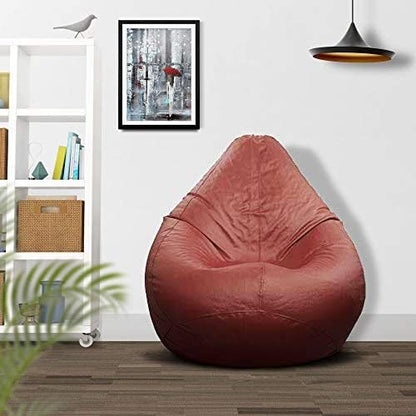 Ample Decor Bean Bag Cover (No Filling), Plush Toys Storage Soft Leatherette, Durable Construction Sturdy Zipper, Ideal for Children and Teenagers - Tan Brown