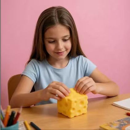 Yellow Cheese Squeeze Toy,Soft Novelty ,, Theme Cheese Cubes Squishy ,Suitable for All Ages 1.97 inches (Small)