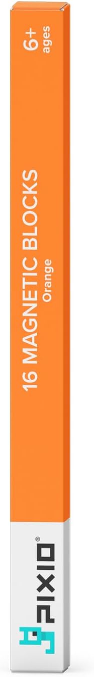 PIXIO-16 Orange Color Series Magnetic Blocks Building Set 16pcs with Free App, Stress Relief Building Blocks, Magnets for Kids, Pixel Art Desk Toy, Fidget Toys