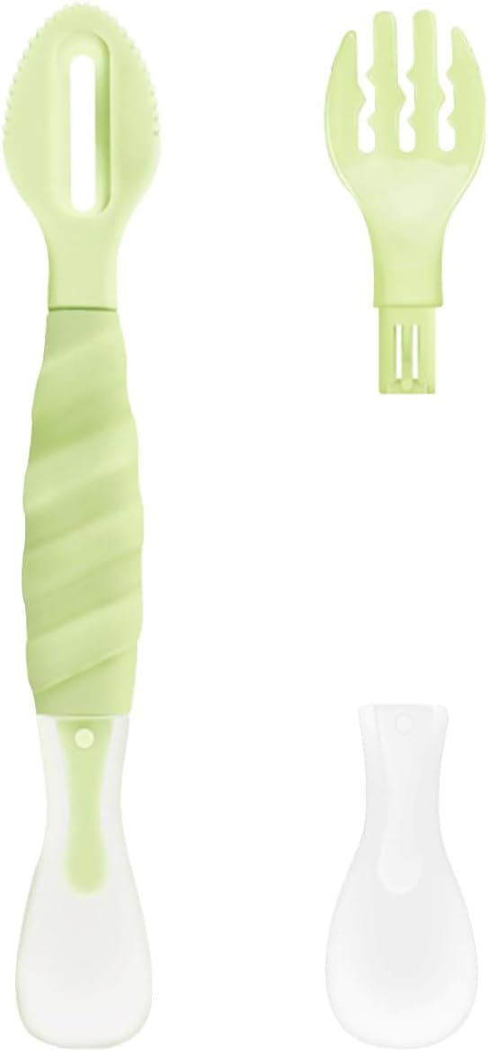 Double Head Baby Silicone Food Spoon (Olive green), Baby Fruit Scraping Mud Spoon, Feeding Spoons Training Spoon for Infants, baby led weaning supplies (Olive green)