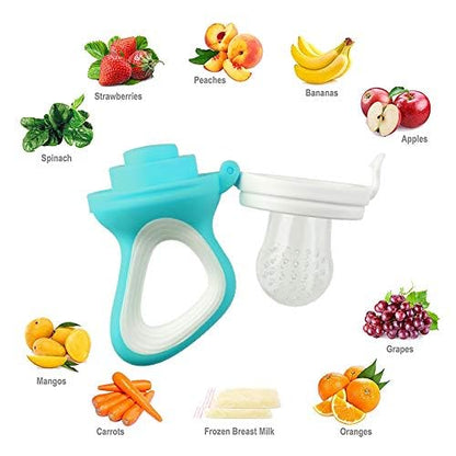 Baby Fruit Feeder by HAOBAOBEI, Frozen Teething Toys for Babies, Baby Food Pacifier Feeder with 3 Sizes Silicone Pouches, Baby Eating Essentials,BPA Free Baby Feeding Supplies -2 Pack