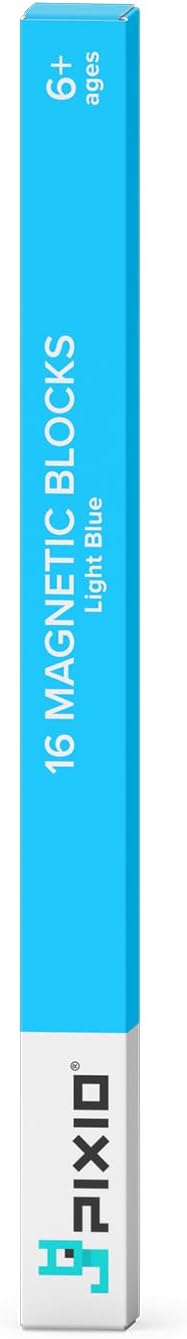 PIXIO-16 Light Blue Color Series Magnetic Blocks Building Set 16pcs with Free App, Stress Relief Building Blocks, Magnets for Kids, Pixel Art Desk Toy, Fidget Toys