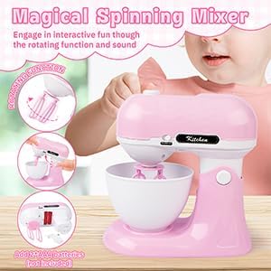 deAO Kids Kitchen Playset,28 PCS Kitchen Appliances Toys with Blender,Mixer and Toaster with Realistic Light and Sounds,Pretend Play Toy for Kids Ages 3 4 5