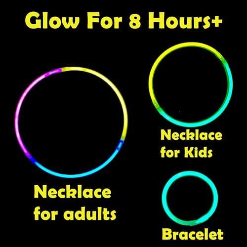 GiftExpress Glow Sticks 150 Pack - 8" Assorted Neon Color Glow In The Dark Glowsticks - Bulk Light Up Party Favors to Make Necklaces, Bracelets & Decorations for Kids