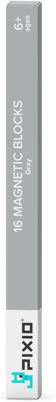 PIXIO-16 Grey Color Series Magnetic Blocks Building Set 16pcs with Free App, Stress Relief Building Blocks, Magnets for Kids, Pixel Art Desk Toy, Fidget Toys