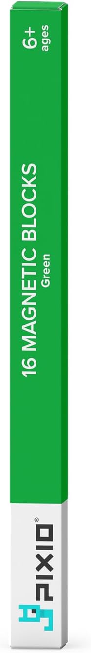 PIXIO-16 Green Color Series Magnetic Blocks Building Set 16pcs with Free App, Stress Relief Building Blocks, Magnets for Kids, Pixel Art Desk Toy, Fidget Toys