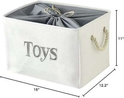 INough Toy Storage for Kids Toy Box Lightweight Collapsible Toy Storage Organizer Toys Bin with Handle, Storage Baskets for Kids, Boys, Girls, Nursery Room (Large, Toys)