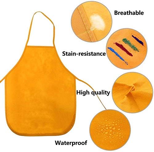 16 Pieces Children Kids Art Smock Painting Aprons & Chef Hats for Kitchen, Classroom, Community Event, Crafts and Art Painting Activity,Kid's Size(M 2-9 Year)