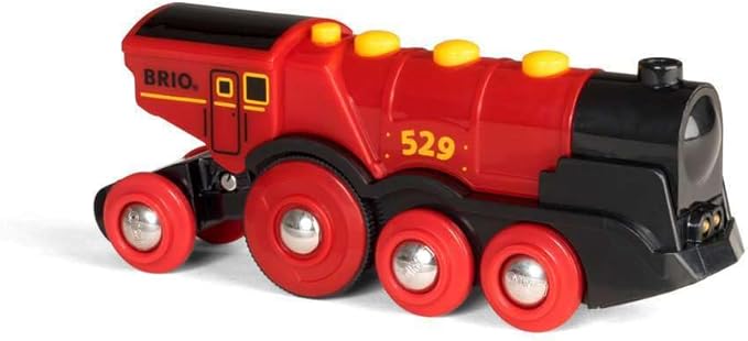 BRIO World 33592 Mighty Red Action Locomotive - Battery Operated Toy Train with Light, Sound Effects | Ideal for Kids Age 3 Compatible with All Tracks and Vehicles