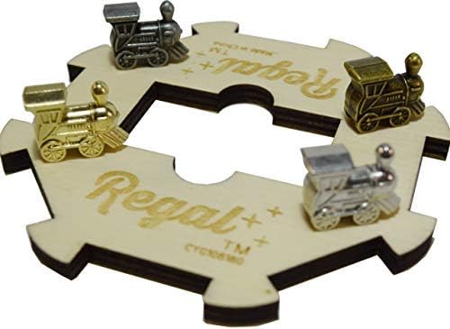 Regal Games Mexican Train Domino Expansion Set - 8 Metal Marker Trains with Unique Finishes - Replacement Wooden Hub - Scoresheet