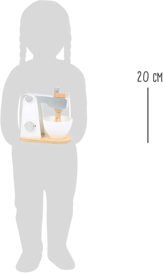 Small Foot Wooden Toys Wooden Mixer with Movable Upper Part and Stirring Bowl for Play Kitchens Designed for Children Ages 3+, Multi (10595)