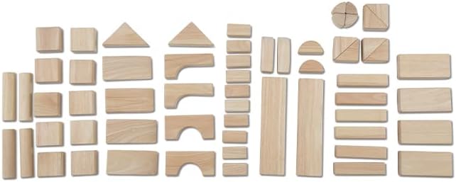 Melissa & Doug Standard Unit Solid-Wood Building Blocks With Wooden Storage Tray (60 pcs) Classic Wooden Blocks For Toddlers Ages 3+