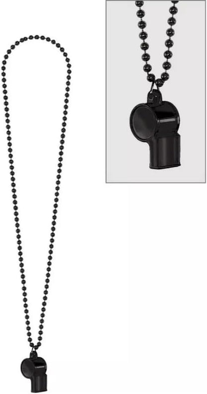 Black Whistle On Chain Necklace (36") 1 Count - Premium Quality Plastic, Lightweight & Durable - Eye-Catching Design & Multipurpose Accessory - Perfect For Sports, Safety & Fashion