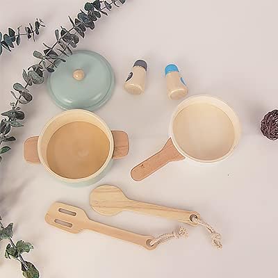 Premium Toddler Play Kitchen Toys, Wooden Kitchen Utensils, Accessories for Pretend Play Kitchen Set, Montessori Learning Toy, Pretend Cooking Playset, Gift for 3+