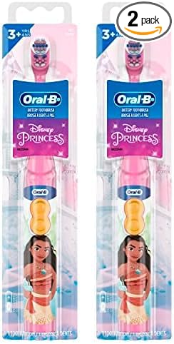 Oral-B Kid's Battery Toothbrush Featuring Disney's Princess Characters, Soft Bristles, for Kids 3+ (Pack of 2)