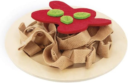 Janod - Pasta Mix - Pasta Set - Pretend Play Kitchen & Tea Set Toy - 58 Wooden, Cardboard and Felt Pieces Included - Water-Based Paints - 3 Years + J06598