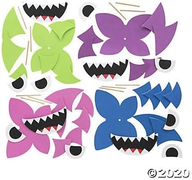 Fun Express Shark Pumpkin Decorating Kit for Halloween - Makes 12 - DIY Crafts and Activities for Kids