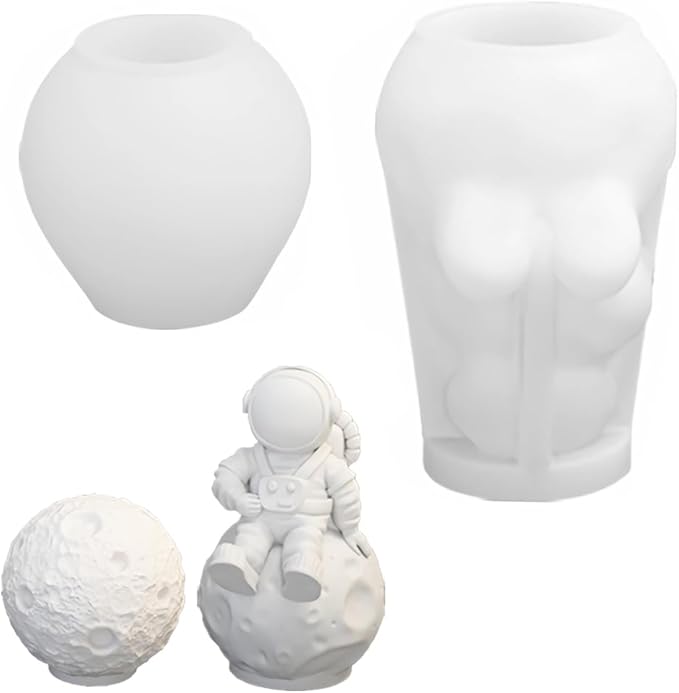Space Planet Resin Molds Silicone，【2-Piece Set】 Epoxy Resin Space Astronaut Silicone molds,3D Resin Spaceballs Molds, Small Rocket Silicone Model, Space Rabbit DIY Gift Sets for Teens (【Kit 1】)