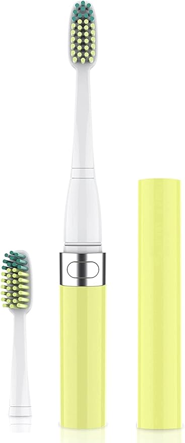 Voom Sonic Go 1 Series Travel Electric Toothbrush | Travel Toothbrushes - Battery Operated Toothbrush for Adults & Kids, Dentist Recommended Toothbrush, Portable w/ 2 Minute Timer (Yellow)