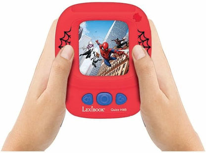 LEXiBOOK, Spiderman, Bilingual Interactive Card Reader, Spanish/English, 150 Double-Sided Educational Cards, Educational Quiz & flashcard Machine, Red/Blue, JCR10SPi2