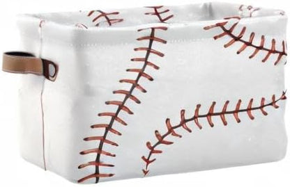 AUUXVA Baseball Storage Basket, Sports Theme Softball Large Storage Bins Box with Handles, Easter Gift Baskets Ideal for Baby Kids, Room Nursery Decor, Organizing Clothes, Toys, Books, Collapsible