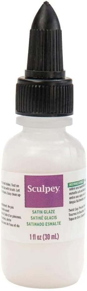 Sculpey Polyform Satin Glaze, Non Toxic, 1 fl oz. Bottle with Precise Flow Twist Cap. Will add a Satin Finish to Your Baked Polymer Oven-Bake Clay Creations!