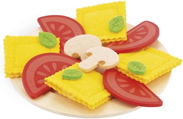 Janod - Pasta Mix - Pasta Set - Pretend Play Kitchen & Tea Set Toy - 58 Wooden, Cardboard and Felt Pieces Included - Water-Based Paints - 3 Years + J06598