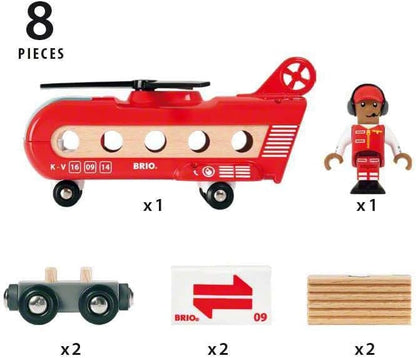 BRIO World 33886 - Cargo Helicopter - Premium Wooden Train Toy | Safe and Durable | Compatible with All Sets | Fun for Toddlers and Kids | Includes Figure and Accessories
